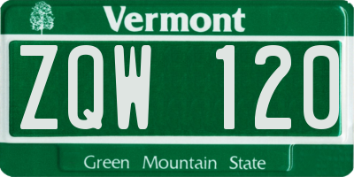 VT license plate ZQW120