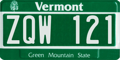 VT license plate ZQW121