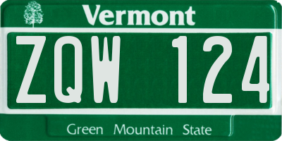 VT license plate ZQW124