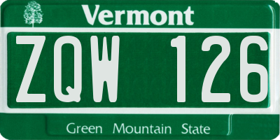VT license plate ZQW126