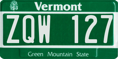 VT license plate ZQW127