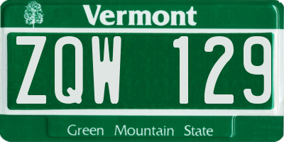 VT license plate ZQW129