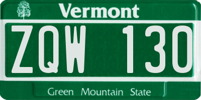 VT license plate ZQW130