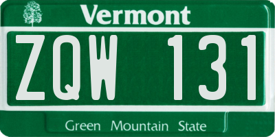 VT license plate ZQW131