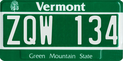 VT license plate ZQW134