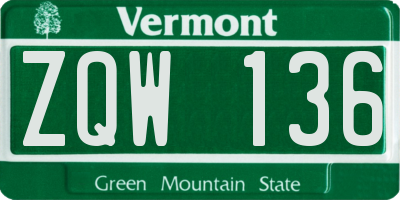 VT license plate ZQW136