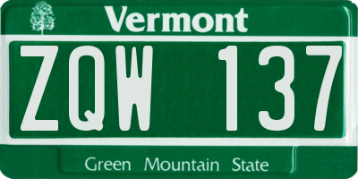 VT license plate ZQW137