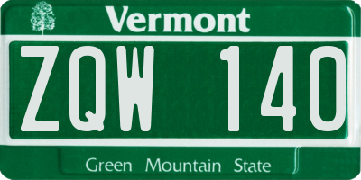 VT license plate ZQW140