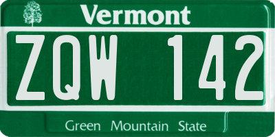 VT license plate ZQW142