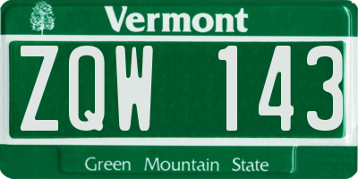 VT license plate ZQW143