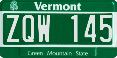 VT license plate ZQW145