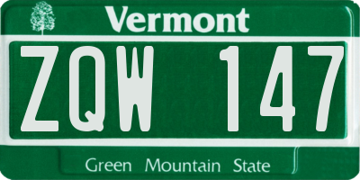 VT license plate ZQW147