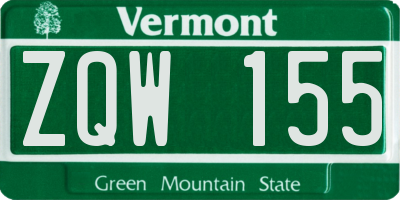 VT license plate ZQW155