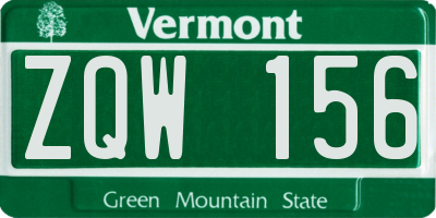 VT license plate ZQW156