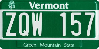 VT license plate ZQW157