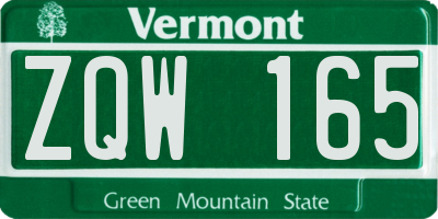 VT license plate ZQW165