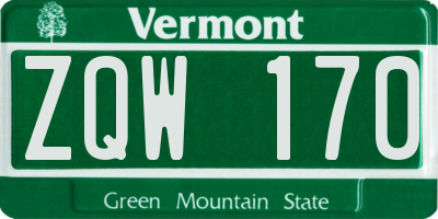 VT license plate ZQW170