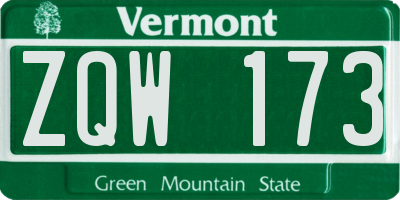 VT license plate ZQW173