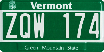 VT license plate ZQW174