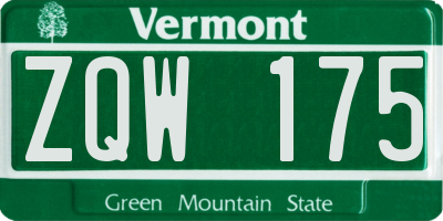 VT license plate ZQW175