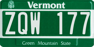 VT license plate ZQW177