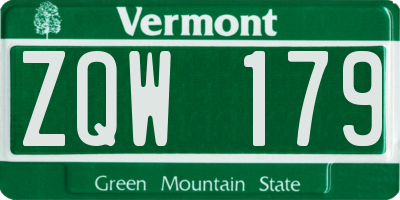 VT license plate ZQW179