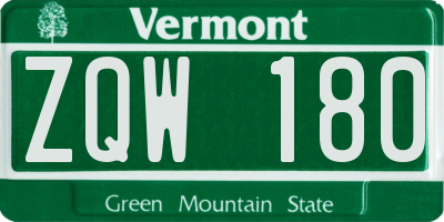 VT license plate ZQW180