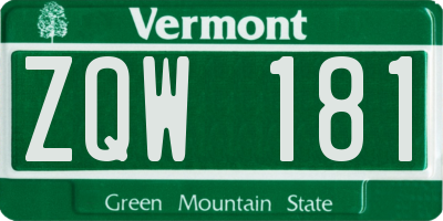 VT license plate ZQW181