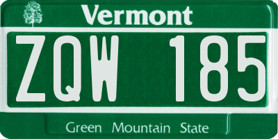 VT license plate ZQW185