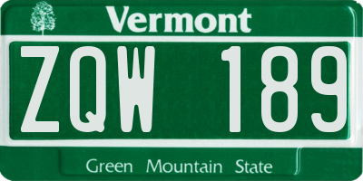VT license plate ZQW189