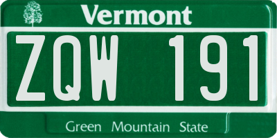 VT license plate ZQW191