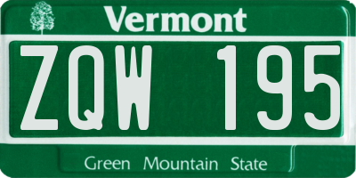 VT license plate ZQW195