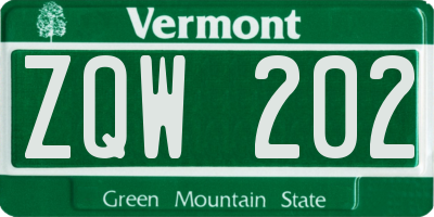 VT license plate ZQW202