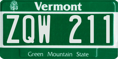 VT license plate ZQW211