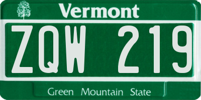 VT license plate ZQW219