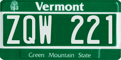 VT license plate ZQW221