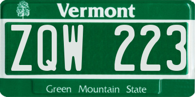 VT license plate ZQW223