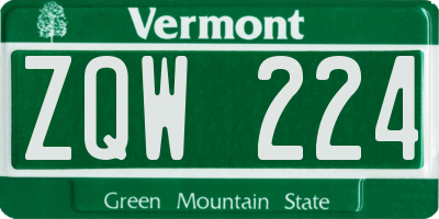 VT license plate ZQW224