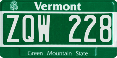VT license plate ZQW228