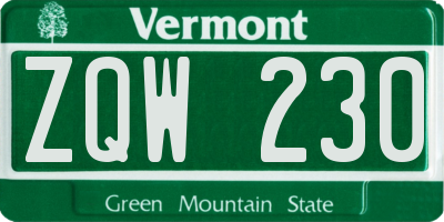 VT license plate ZQW230