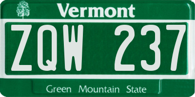 VT license plate ZQW237