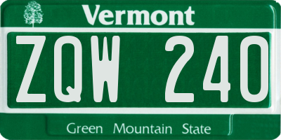 VT license plate ZQW240
