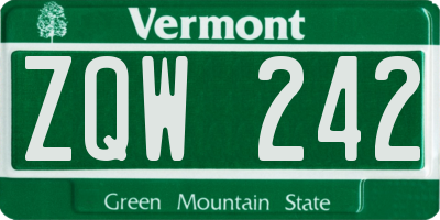 VT license plate ZQW242