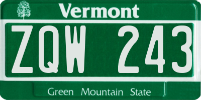 VT license plate ZQW243