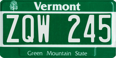 VT license plate ZQW245