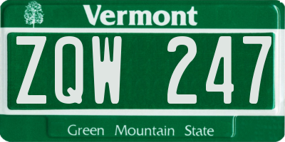 VT license plate ZQW247