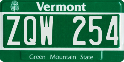VT license plate ZQW254