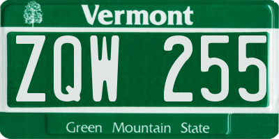 VT license plate ZQW255