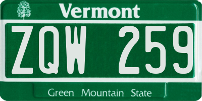 VT license plate ZQW259