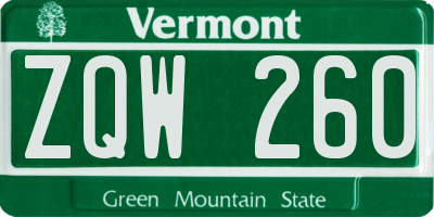VT license plate ZQW260